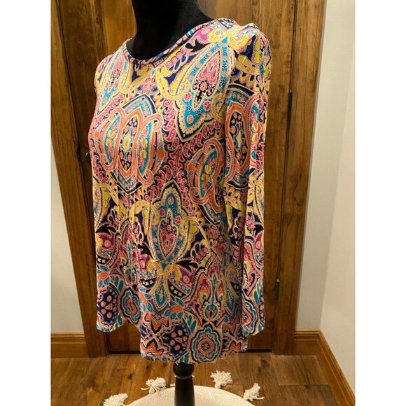 Investment Essential Womens Plus Size XL Pink Paisley 3/4 Sleeve Stretchy Top - Picture 4 of 10